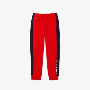 Lacoste Color-Blcoked Fleece Track Pants - Kalhoty Dětské Červené / Tmavě Blankyt Blankyt | CZ-FTdN3